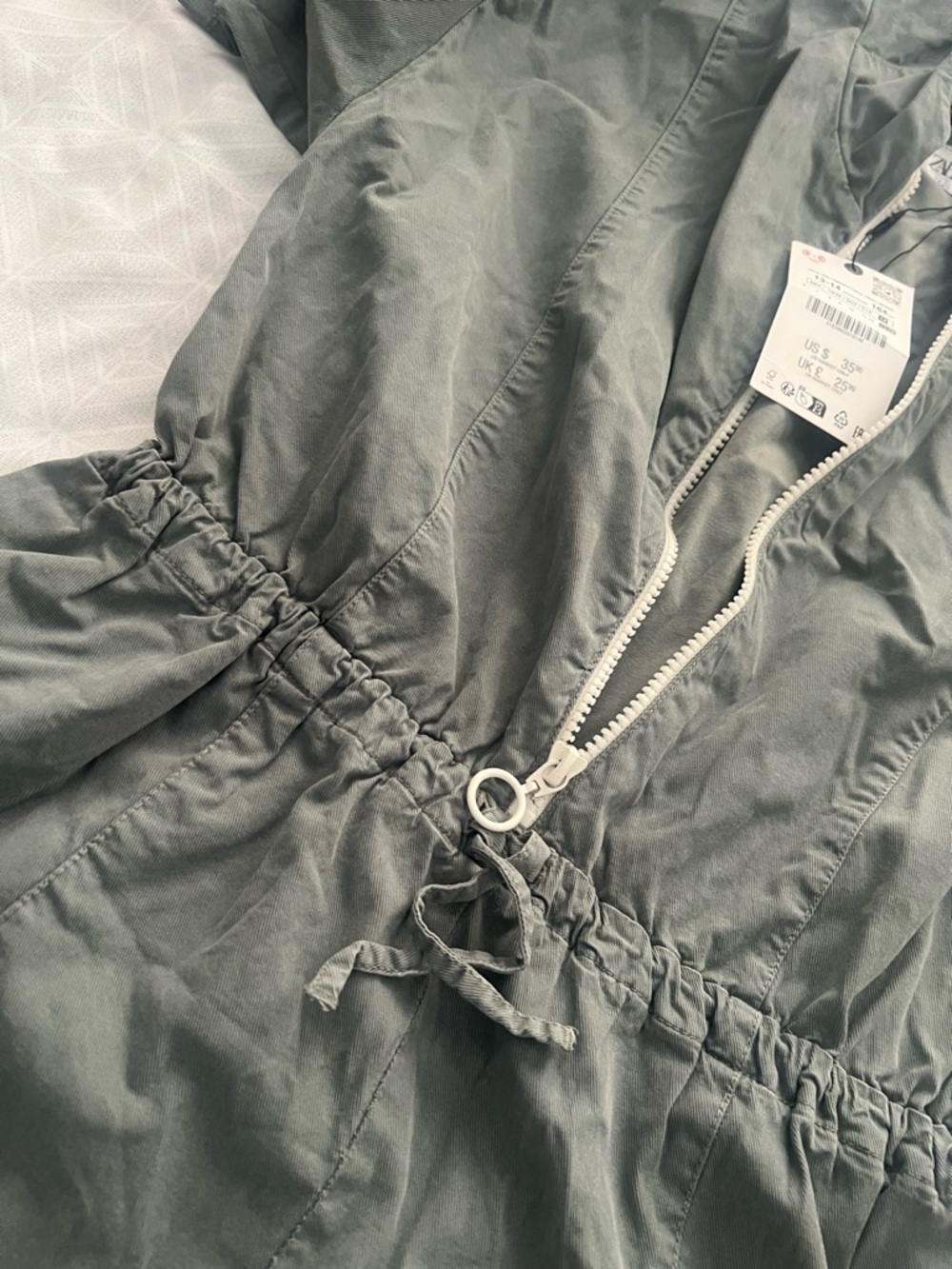 Zara Sage Green Hooded Zip Jacket
